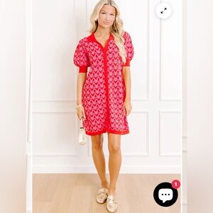 Entro Red and White Patterned Dress